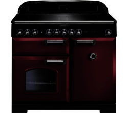 RANGEMASTER  Classic Deluxe 100 Electric Induction Range Cooker - Cranberry & Chrome